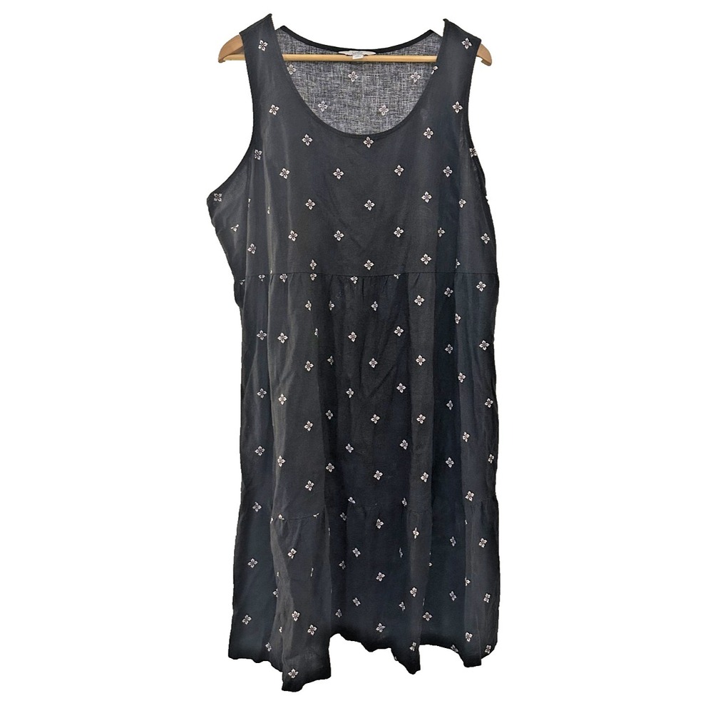 Croft & Barrow Womans Sleeveless Linen Mini Dress‎ Size 2X Micro Floral Minimal
